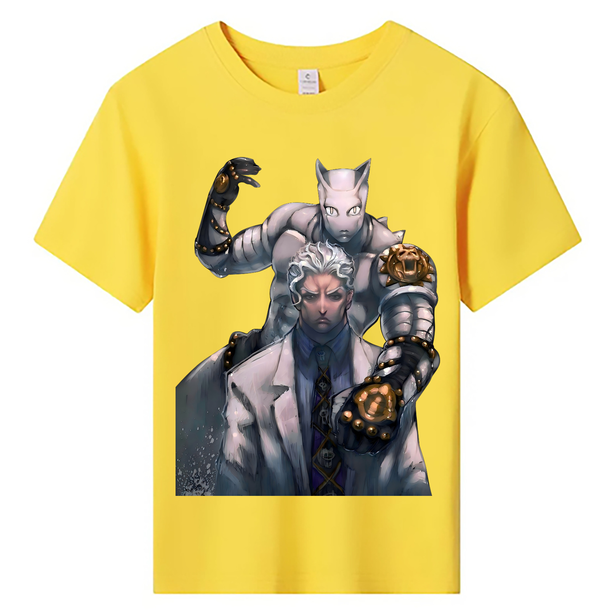 （画像用） ジョジョの奇妙な冒険 きら よしかげ JoJo's Bizarre Adventure Kira Yoshikage 綿100％キッズTシャツ（フロントプリント）