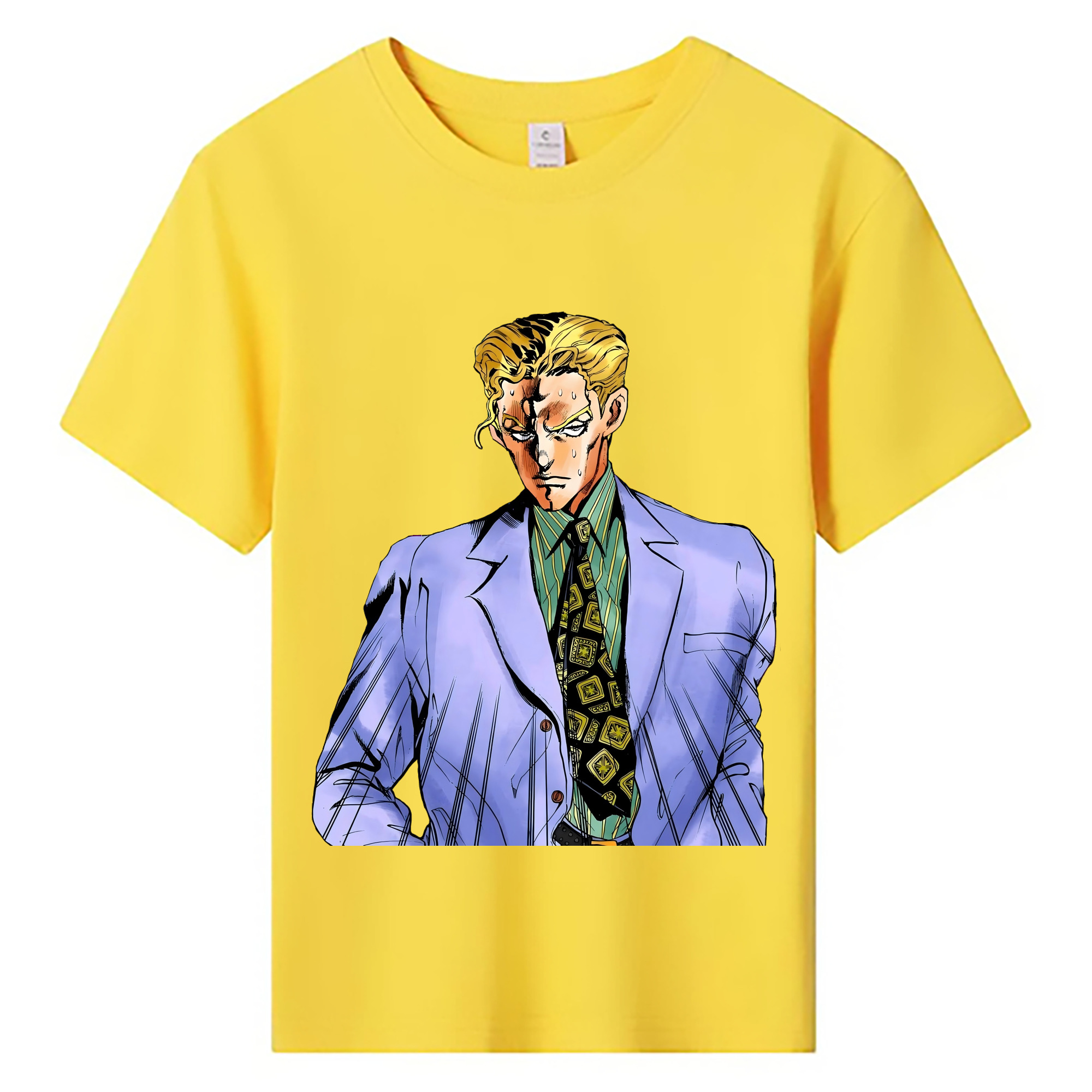 （画像用） ジョジョの奇妙な冒険 きら よしかげ JoJo's Bizarre Adventure Kira Yoshikage 綿100％キッズTシャツ（フロントプリント）