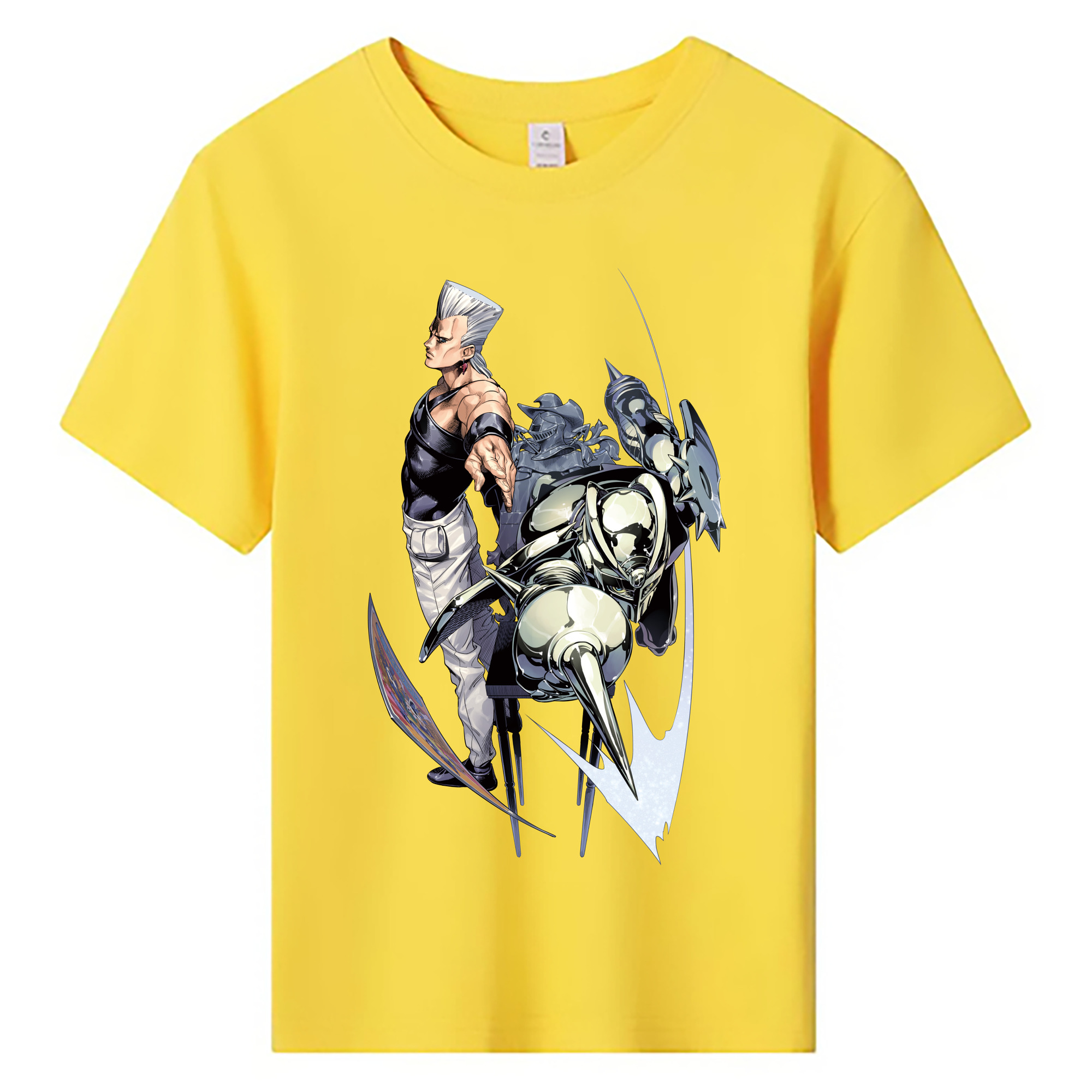 （画像用） ジョジョの奇妙な冒険 ジャン＝ピエール?ポルナレフ JoJo's Bizarre Adventure Jan Pierre Polnareff 綿100％キッズTシャツ（フロントプリント）