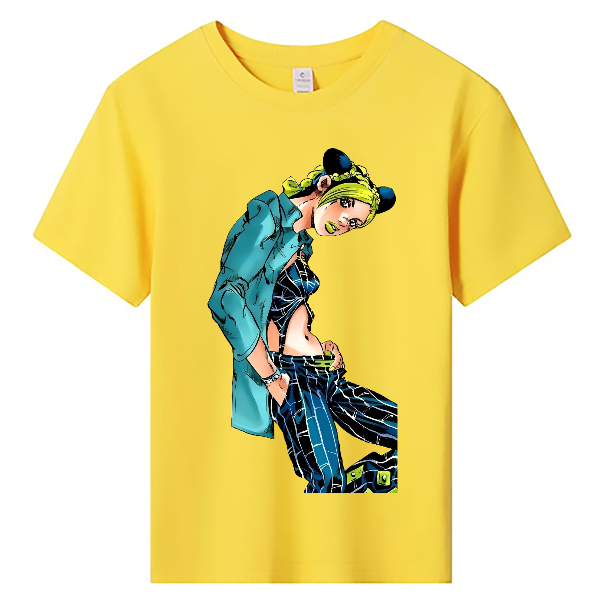 （画像用） "ジョジョの奇妙な冒険 くうじょう ジョリーン JoJo's Bizarre Adventure Jolyne Cujoh " 綿100％キッズTシャツ（フロントプリント）