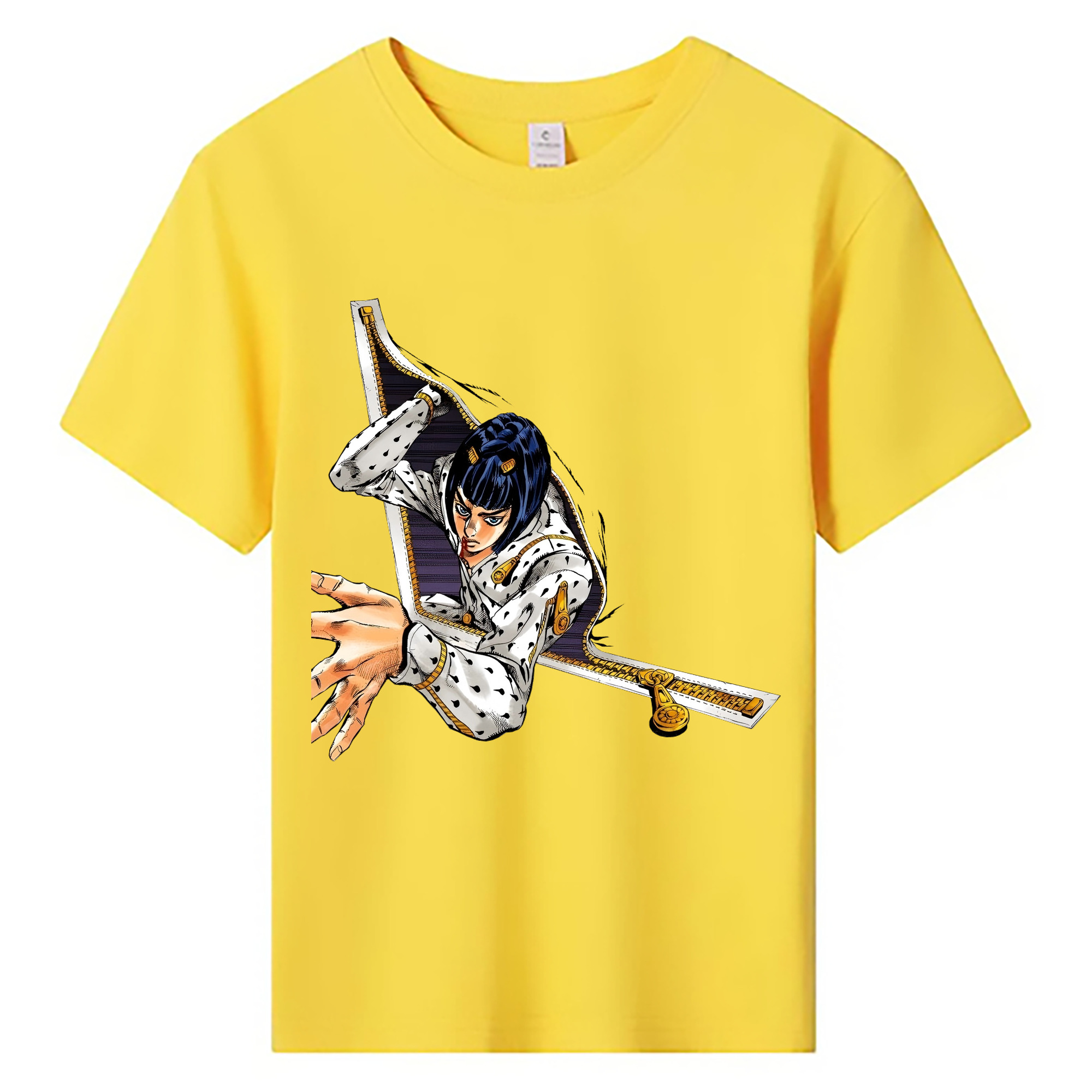（画像用） ジョジョの奇妙な冒険 ブローノ?ブチャラティ JoJo's Bizarre Adventure Bruno Bucciarati 綿100％キッズTシャツ（フロントプリント）