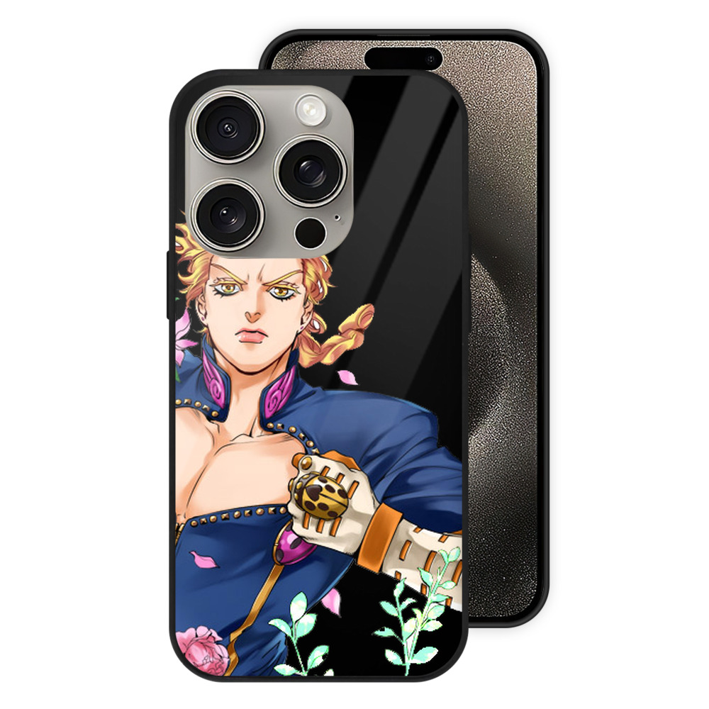 （画像用） ジョジョの奇妙な冒険 ジョルノ?ジョバァーナ JoJo's Bizarre Adventure Giorno Giovanna 【iPhone15Pro対応】スマホケース 耐衝撃＆黄変防止 背面ガラス