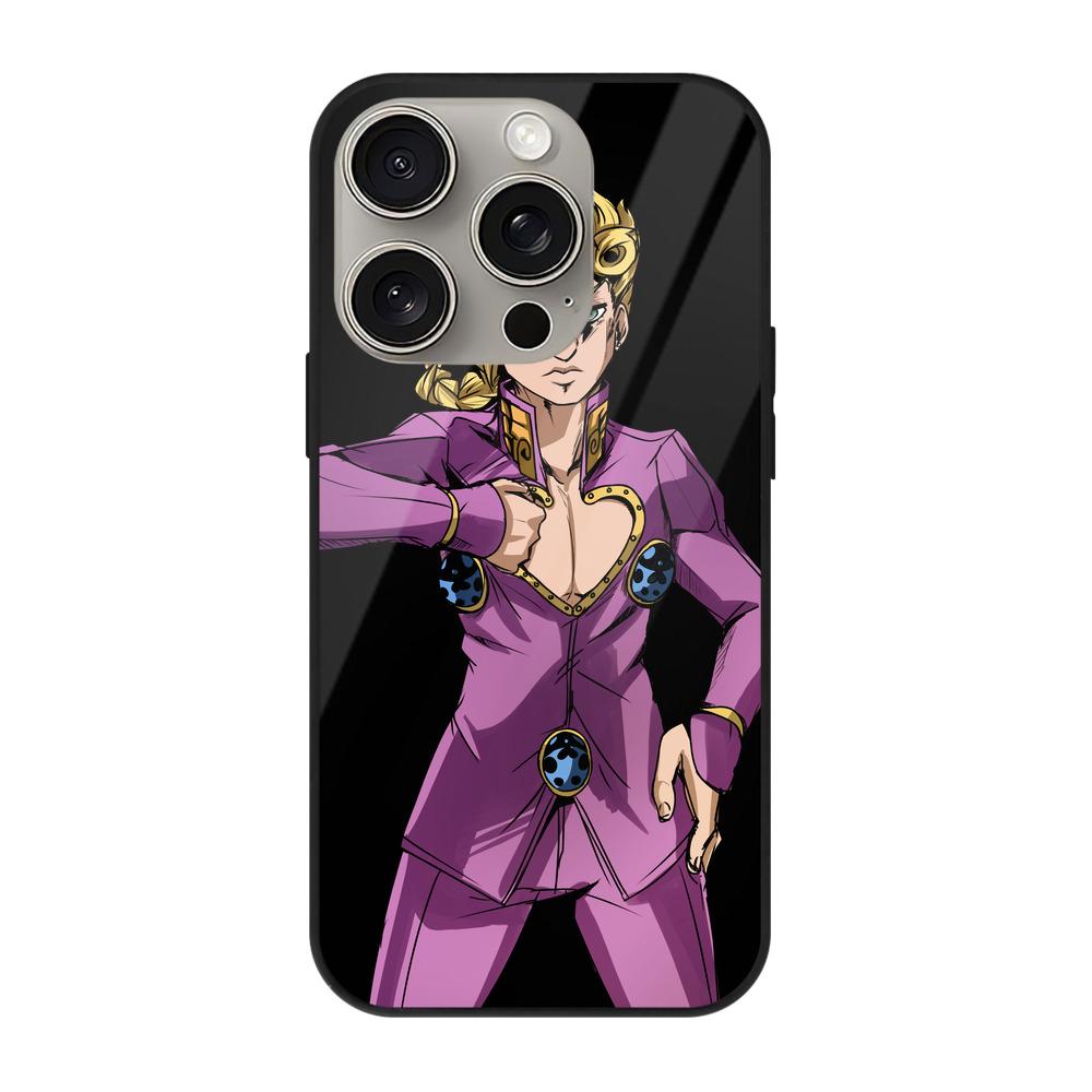 （画像用） ジョジョの奇妙な冒険 ジョルノ?ジョバァーナ JoJo's Bizarre Adventure Giorno Giovanna 【iPhone15Pro対応】スマホケース 耐衝撃＆黄変防止 背面ガラス