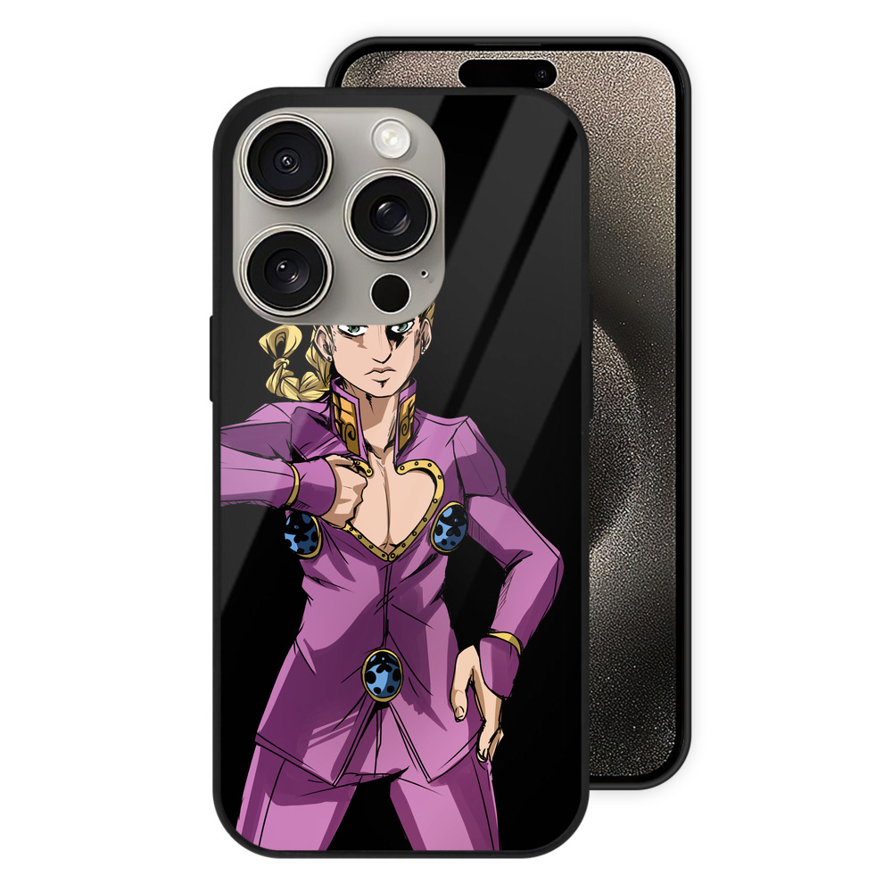 （画像用） ジョジョの奇妙な冒険 ジョルノ?ジョバァーナ JoJo's Bizarre Adventure Giorno Giovanna 【iPhone15Pro対応】スマホケース 耐衝撃＆黄変防止 背面ガラス