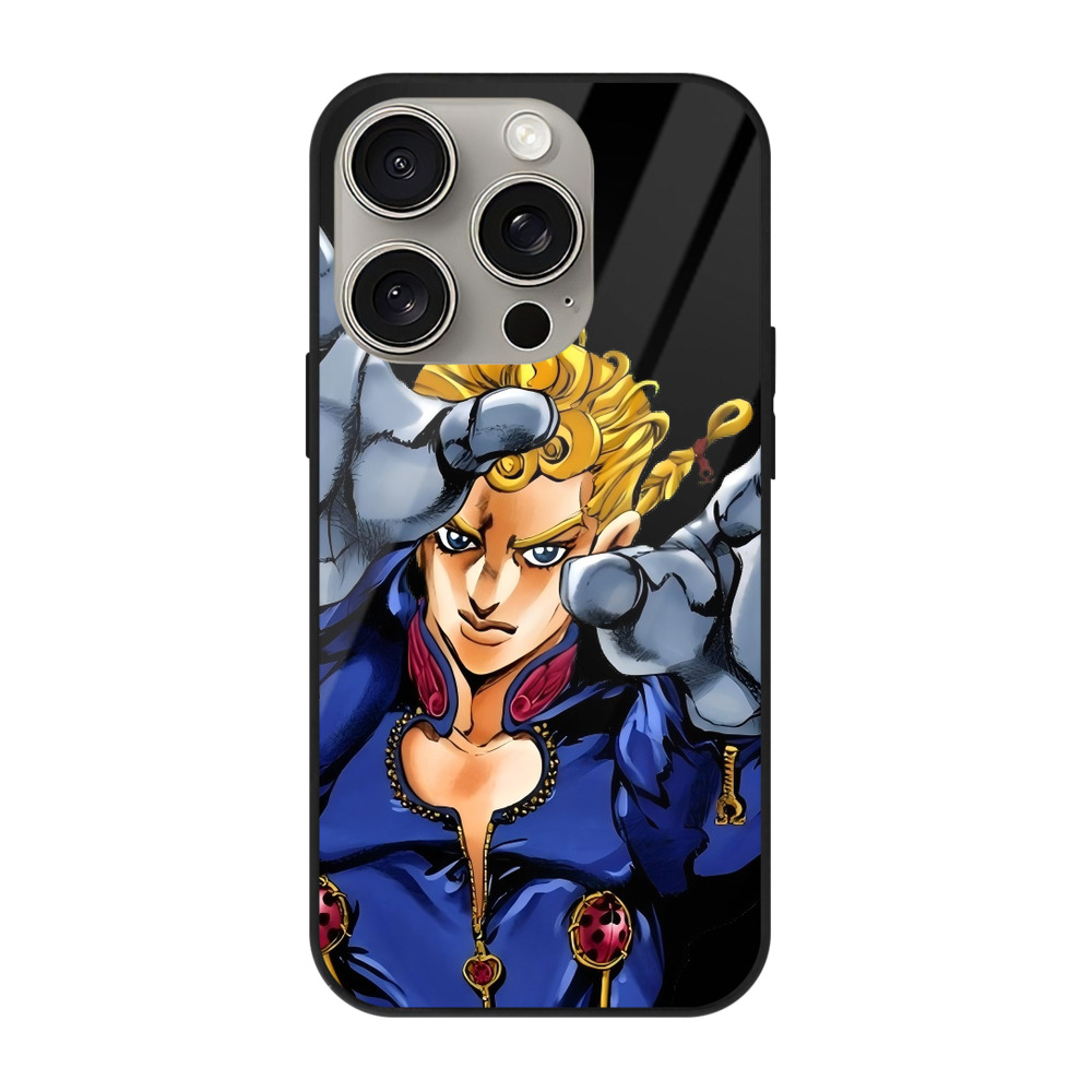 （画像用） ジョジョの奇妙な冒険 ジョルノ?ジョバァーナ JoJo's Bizarre Adventure Giorno Giovanna 【iPhone15Pro対応】スマホケース 耐衝撃＆黄変防止 背面ガラス