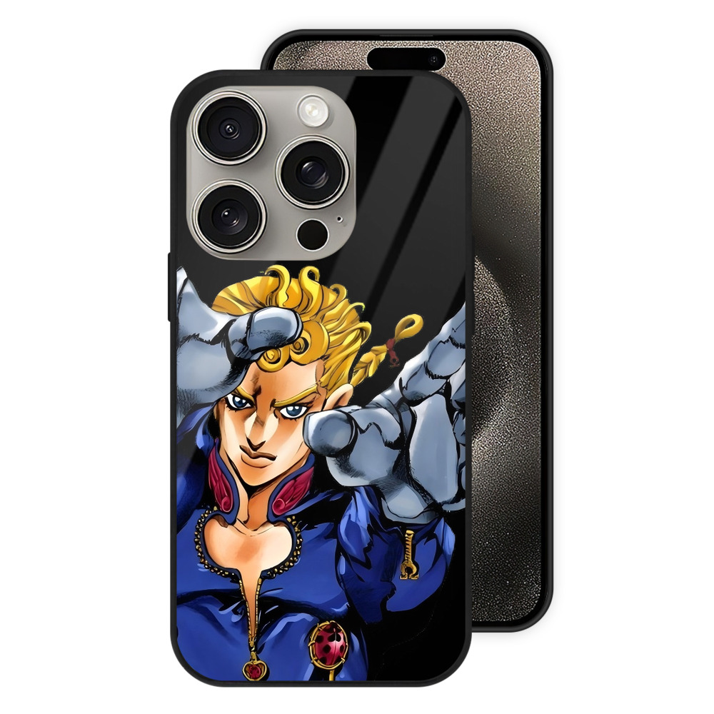 （画像用） ジョジョの奇妙な冒険 ジョルノ?ジョバァーナ JoJo's Bizarre Adventure Giorno Giovanna 【iPhone15Pro対応】スマホケース 耐衝撃＆黄変防止 背面ガラス