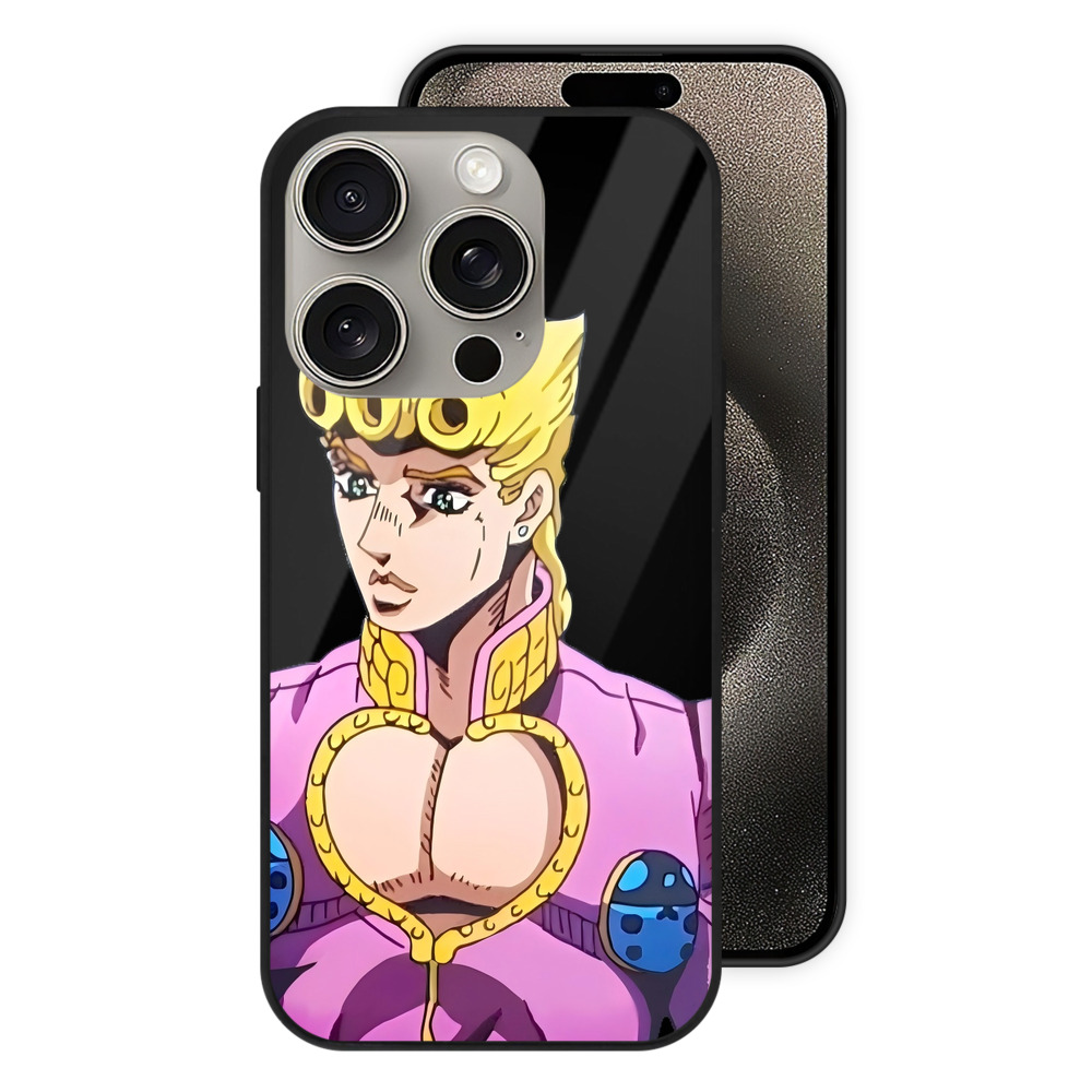 （画像用） ジョジョの奇妙な冒険 ジョルノ?ジョバァーナ JoJo's Bizarre Adventure Giorno Giovanna 【iPhone15Pro対応】スマホケース 耐衝撃＆黄変防止 背面ガラス
