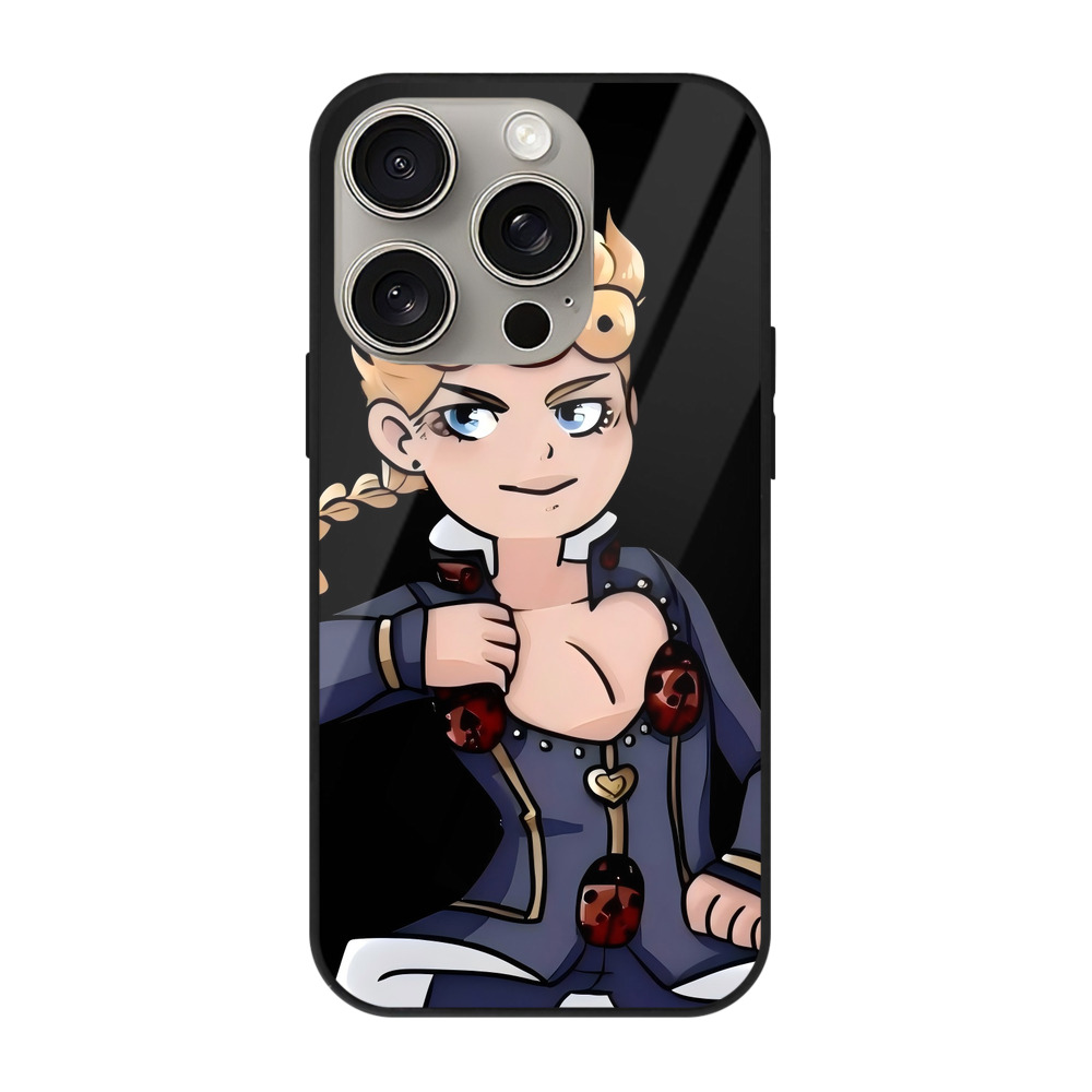 （画像用） ジョジョの奇妙な冒険 ジョルノ?ジョバァーナ JoJo's Bizarre Adventure Giorno Giovanna 【iPhone15Pro対応】スマホケース 耐衝撃＆黄変防止 背面ガラス