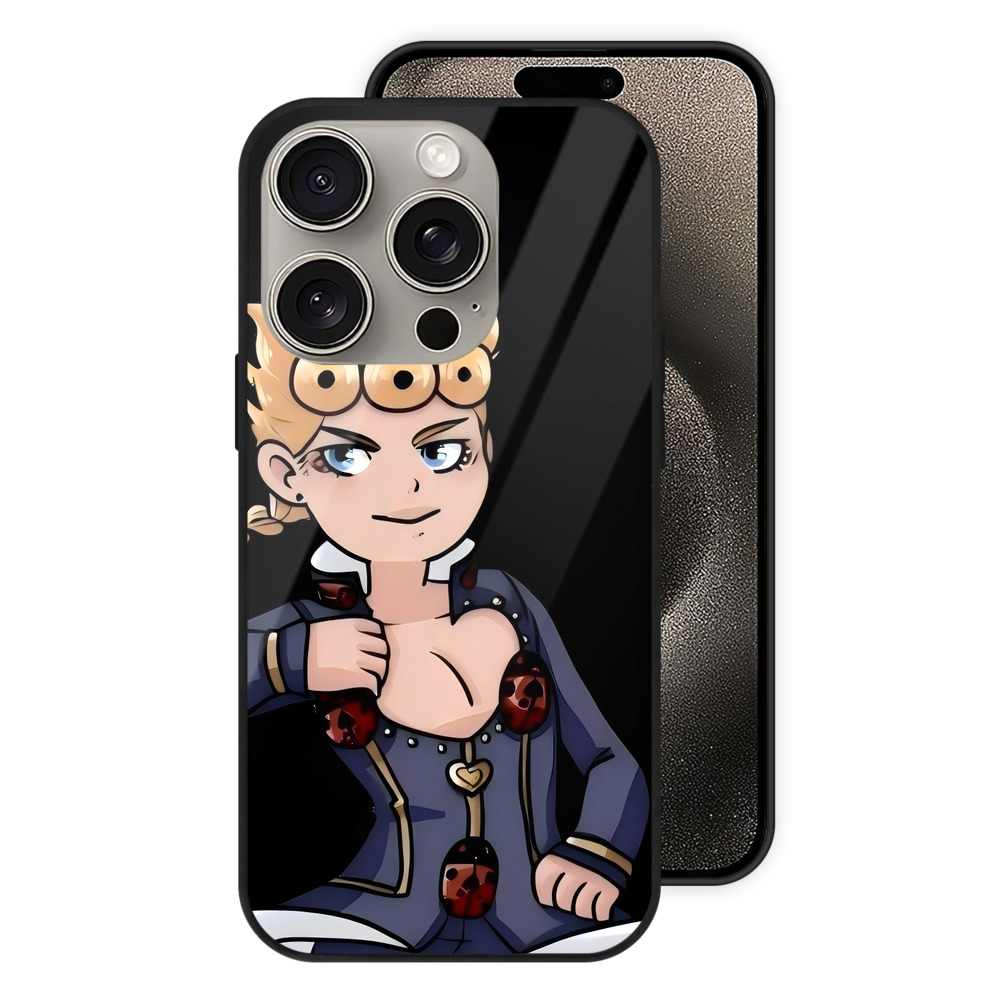 （画像用） ジョジョの奇妙な冒険 ジョルノ?ジョバァーナ JoJo's Bizarre Adventure Giorno Giovanna 【iPhone15Pro対応】スマホケース 耐衝撃＆黄変防止 背面ガラス