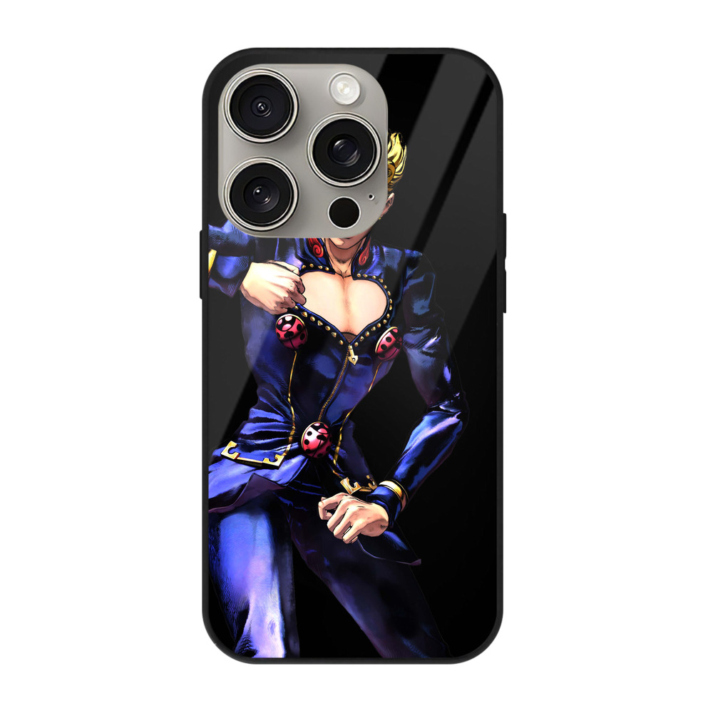 （画像用） ジョジョの奇妙な冒険 ジョルノ?ジョバァーナ JoJo's Bizarre Adventure Giorno Giovanna 【iPhone15Pro対応】スマホケース 耐衝撃＆黄変防止 背面ガラス