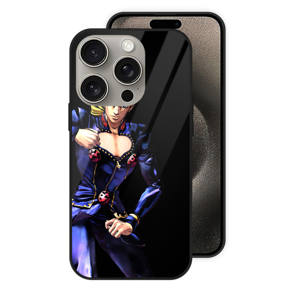 （画像用） ジョジョの奇妙な冒険 ジョルノ?ジョバァーナ JoJo's Bizarre Adventure Giorno Giovanna 【iPhone15Pro対応】スマホケース 耐衝撃＆黄変防止 背面ガラス