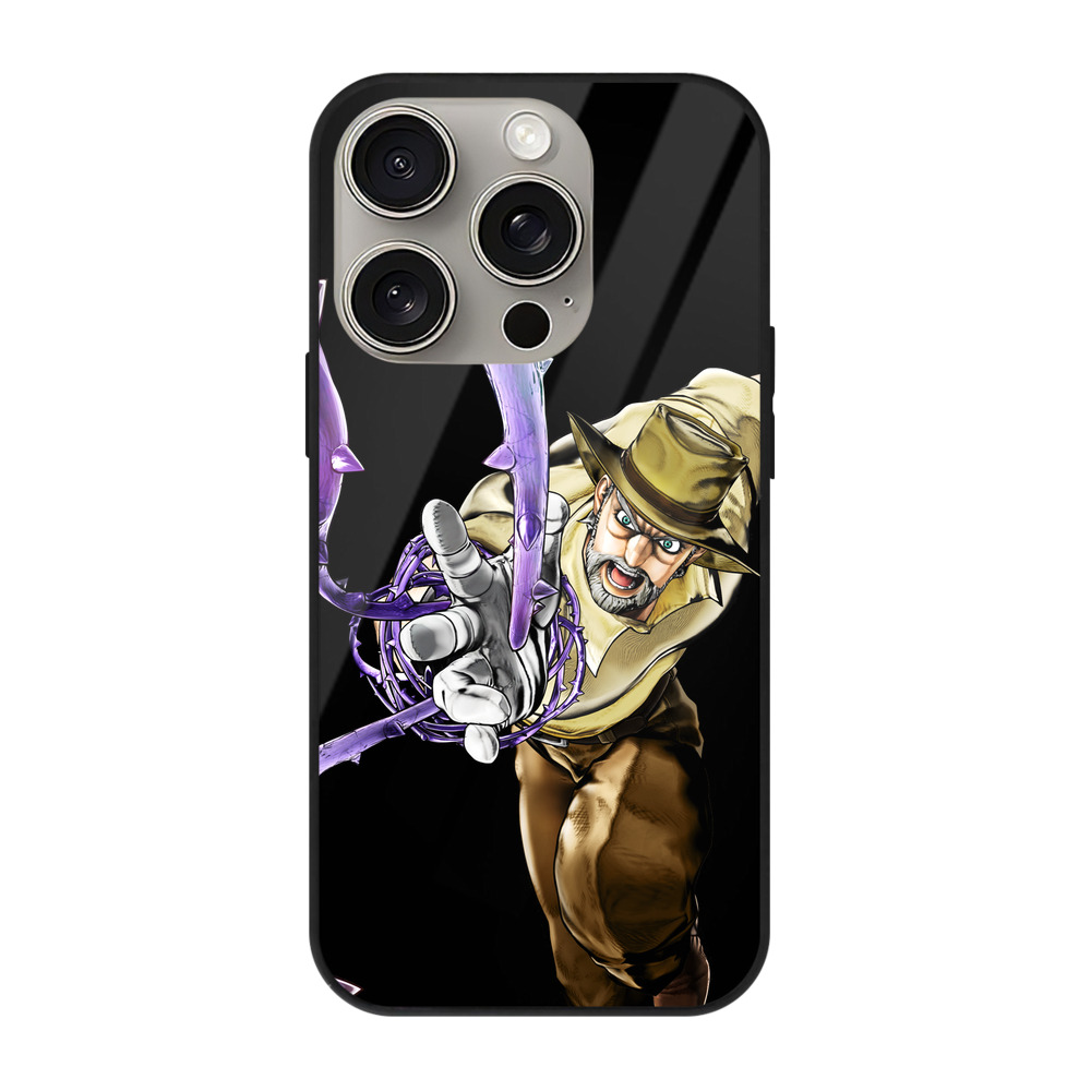 （画像用） ジョジョの奇妙な冒険 ジョセフ?ジョースター JoJo's Bizarre Adventure Joseph Joestar 【iPhone15Pro対応】スマホケース 耐衝撃＆黄変防止 背面ガラス