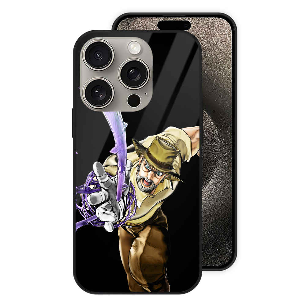 （画像用） ジョジョの奇妙な冒険 ジョセフ?ジョースター JoJo's Bizarre Adventure Joseph Joestar 【iPhone15Pro対応】スマホケース 耐衝撃＆黄変防止 背面ガラス
