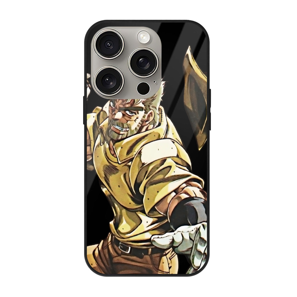 （画像用） ジョジョの奇妙な冒険 ジョセフ?ジョースター JoJo's Bizarre Adventure Joseph Joestar 【iPhone15Pro対応】スマホケース 耐衝撃＆黄変防止 背面ガラス