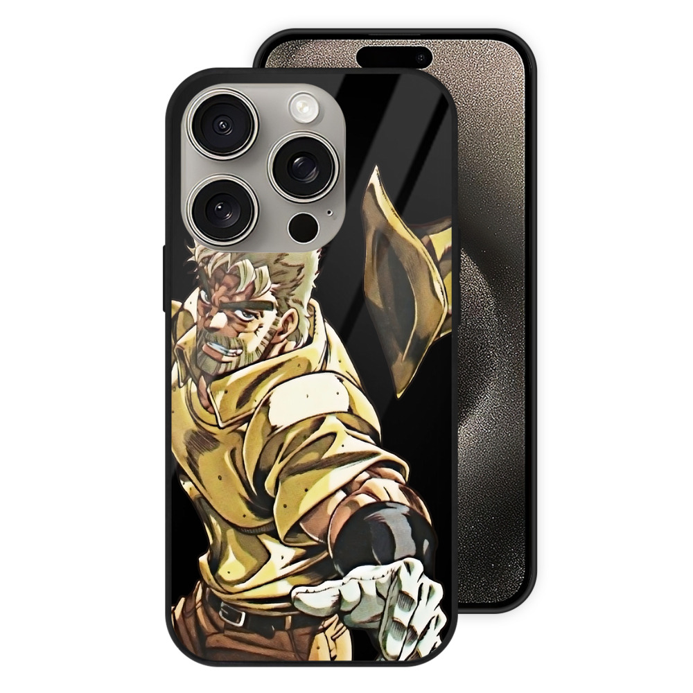 （画像用） ジョジョの奇妙な冒険 ジョセフ?ジョースター JoJo's Bizarre Adventure Joseph Joestar 【iPhone15Pro対応】スマホケース 耐衝撃＆黄変防止 背面ガラス