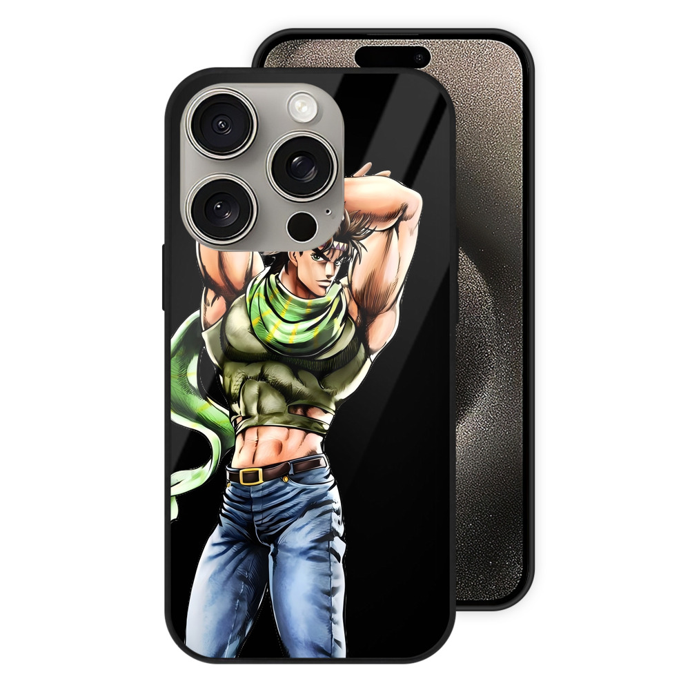 （画像用） ジョジョの奇妙な冒険 ジョセフ?ジョースター JoJo's Bizarre Adventure Joseph Joestar 【iPhone15Pro対応】スマホケース 耐衝撃＆黄変防止 背面ガラス