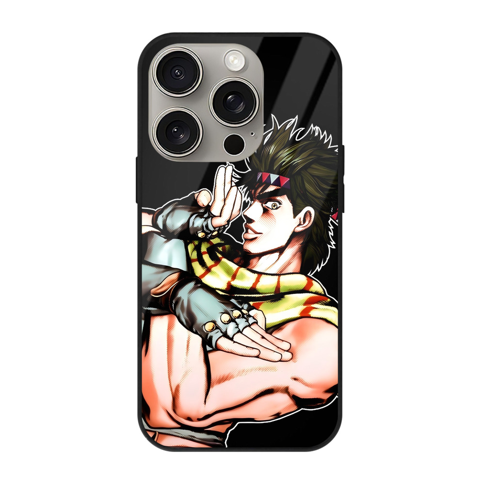 （画像用） ジョジョの奇妙な冒険 ジョセフ?ジョースター JoJo's Bizarre Adventure Joseph Joestar 【iPhone15Pro対応】スマホケース 耐衝撃＆黄変防止 背面ガラス