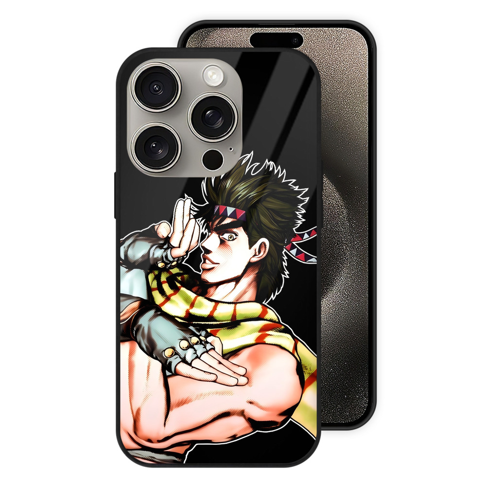 （画像用） ジョジョの奇妙な冒険 ジョセフ?ジョースター JoJo's Bizarre Adventure Joseph Joestar 【iPhone15Pro対応】スマホケース 耐衝撃＆黄変防止 背面ガラス