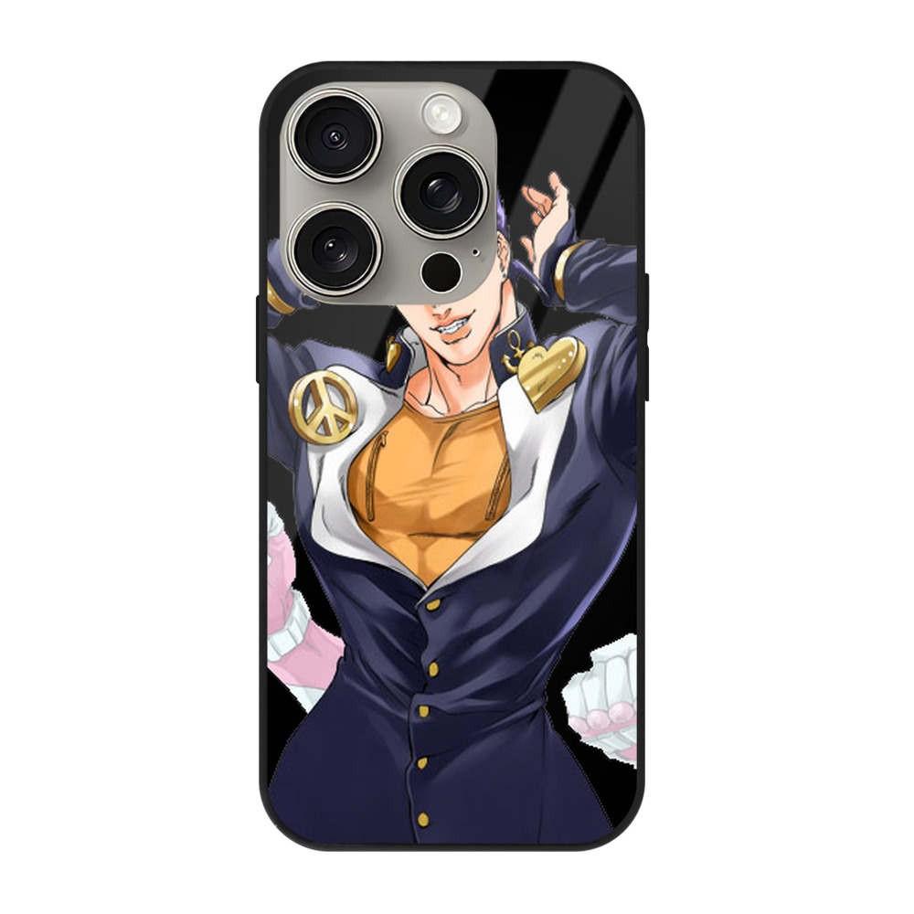 （画像用） ジョジョの奇妙な冒険 ひがしかた じょうすけ JoJo's Bizarre Adventure Higashikata Josuke 【iPhone15Pro対応】スマホケース 耐衝撃＆黄変防止 背面ガラス