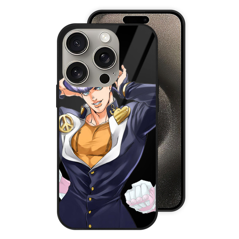 （画像用） ジョジョの奇妙な冒険 ひがしかた じょうすけ JoJo's Bizarre Adventure Higashikata Josuke 【iPhone15Pro対応】スマホケース 耐衝撃＆黄変防止 背面ガラス