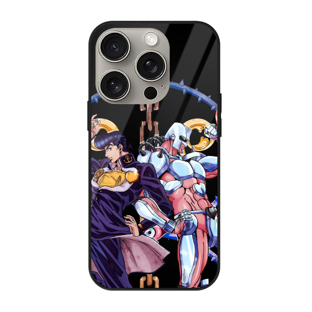 （画像用） ジョジョの奇妙な冒険 ひがしかた じょうすけ JoJo's Bizarre Adventure Higashikata Josuke 【iPhone15Pro対応】スマホケース 耐衝撃＆黄変防止 背面ガラス