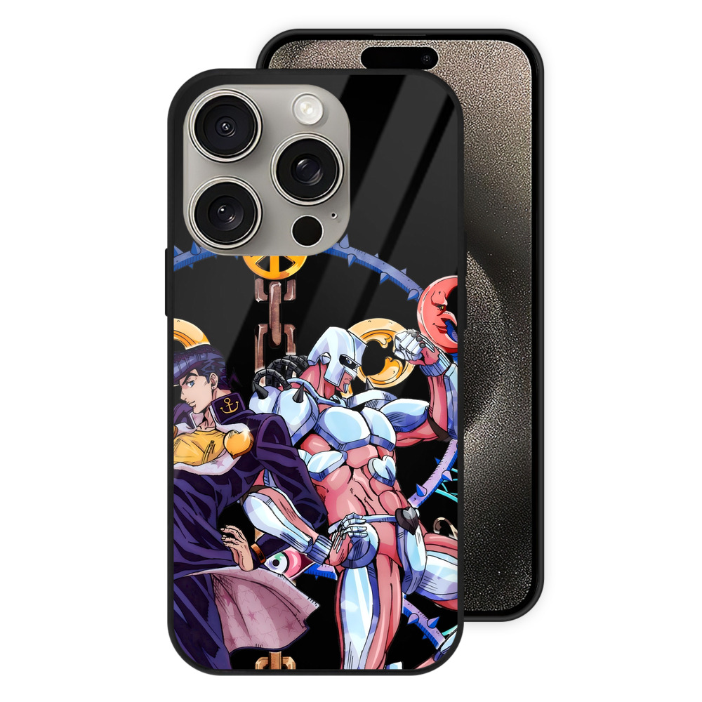 （画像用） ジョジョの奇妙な冒険 ひがしかた じょうすけ JoJo's Bizarre Adventure Higashikata Josuke 【iPhone15Pro対応】スマホケース 耐衝撃＆黄変防止 背面ガラス