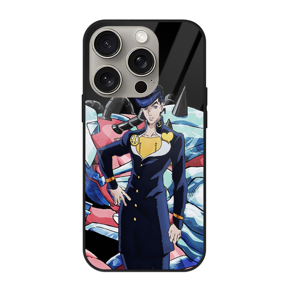 （画像用） ジョジョの奇妙な冒険 ひがしかた じょうすけ JoJo's Bizarre Adventure Higashikata Josuke 【iPhone15Pro対応】スマホケース 耐衝撃＆黄変防止 背面ガラス