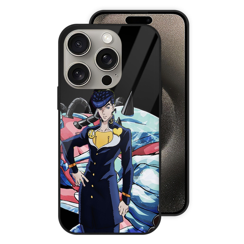 （画像用） ジョジョの奇妙な冒険 ひがしかた じょうすけ JoJo's Bizarre Adventure Higashikata Josuke 【iPhone15Pro対応】スマホケース 耐衝撃＆黄変防止 背面ガラス