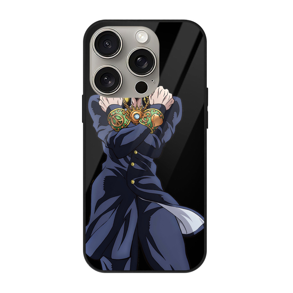 （画像用） ジョジョの奇妙な冒険 ひがしかた じょうすけ JoJo's Bizarre Adventure Higashikata Josuke 【iPhone15Pro対応】スマホケース 耐衝撃＆黄変防止 背面ガラス