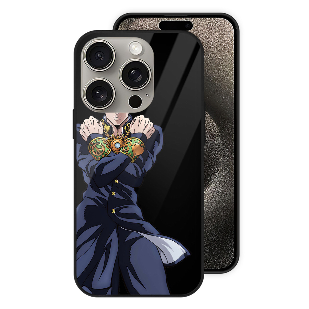 （画像用） ジョジョの奇妙な冒険 ひがしかた じょうすけ JoJo's Bizarre Adventure Higashikata Josuke 【iPhone15Pro対応】スマホケース 耐衝撃＆黄変防止 背面ガラス
