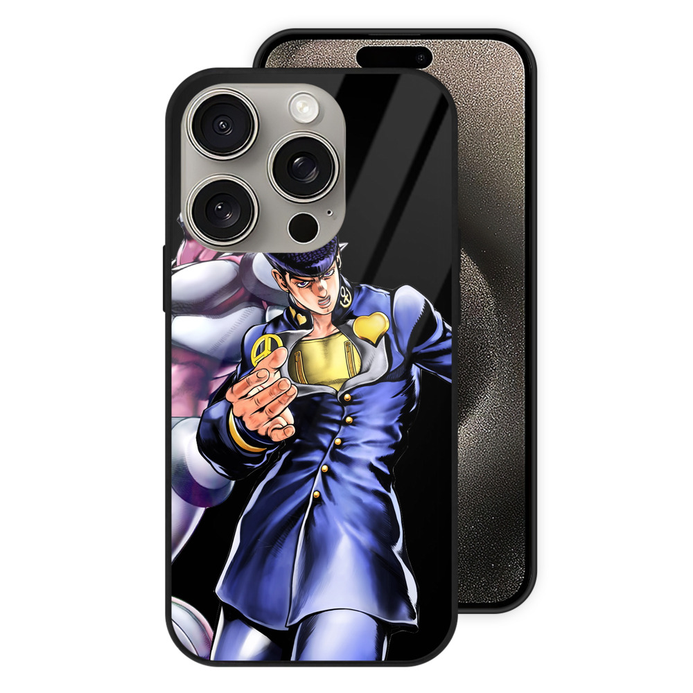 （画像用） ジョジョの奇妙な冒険 ひがしかた じょうすけ JoJo's Bizarre Adventure Higashikata Josuke 【iPhone15Pro対応】スマホケース 耐衝撃＆黄変防止 背面ガラス