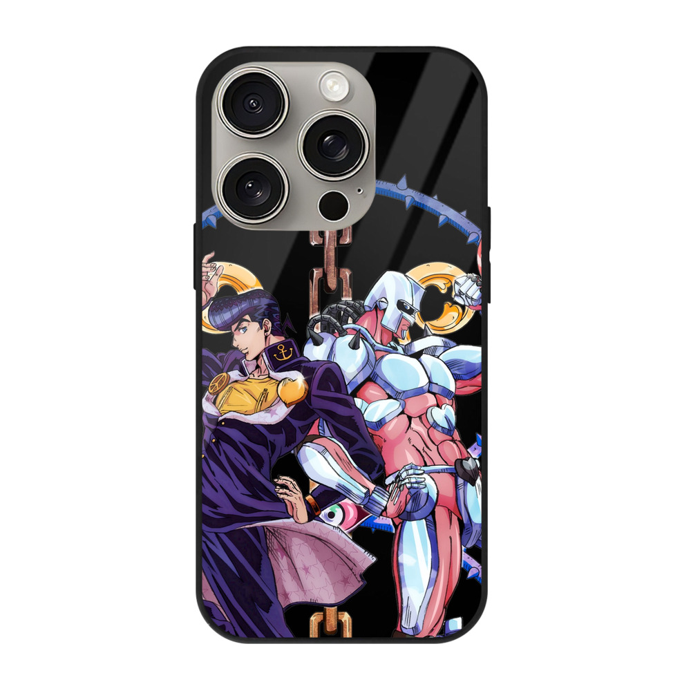 （画像用） ジョジョの奇妙な冒険 ひがしかた じょうすけ JoJo's Bizarre Adventure Higashikata Josuke 【iPhone15Pro対応】スマホケース 耐衝撃＆黄変防止 背面ガラス