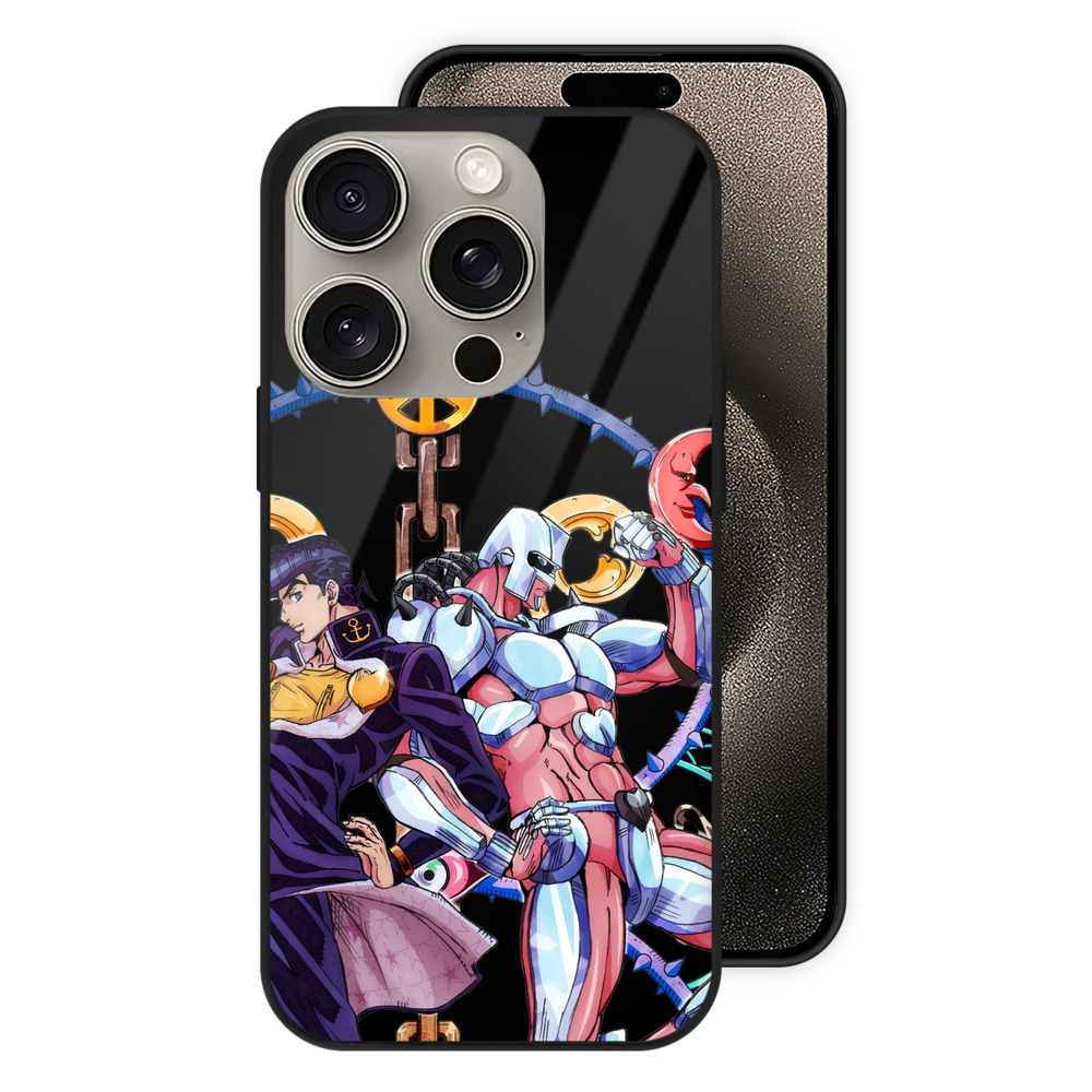 （画像用） ジョジョの奇妙な冒険 ひがしかた じょうすけ JoJo's Bizarre Adventure Higashikata Josuke 【iPhone15Pro対応】スマホケース 耐衝撃＆黄変防止 背面ガラス