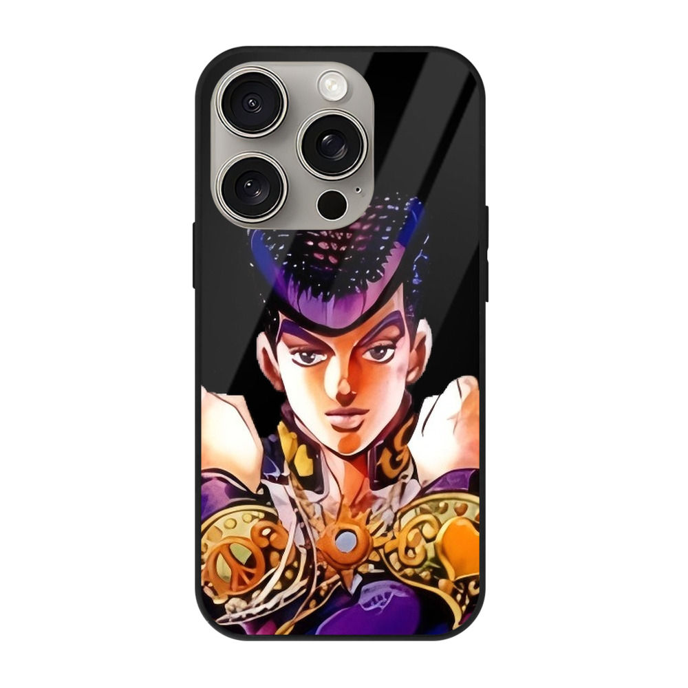 （画像用） ジョジョの奇妙な冒険 ひがしかた じょうすけ JoJo's Bizarre Adventure Higashikata Josuke 【iPhone15Pro対応】スマホケース 耐衝撃＆黄変防止 背面ガラス