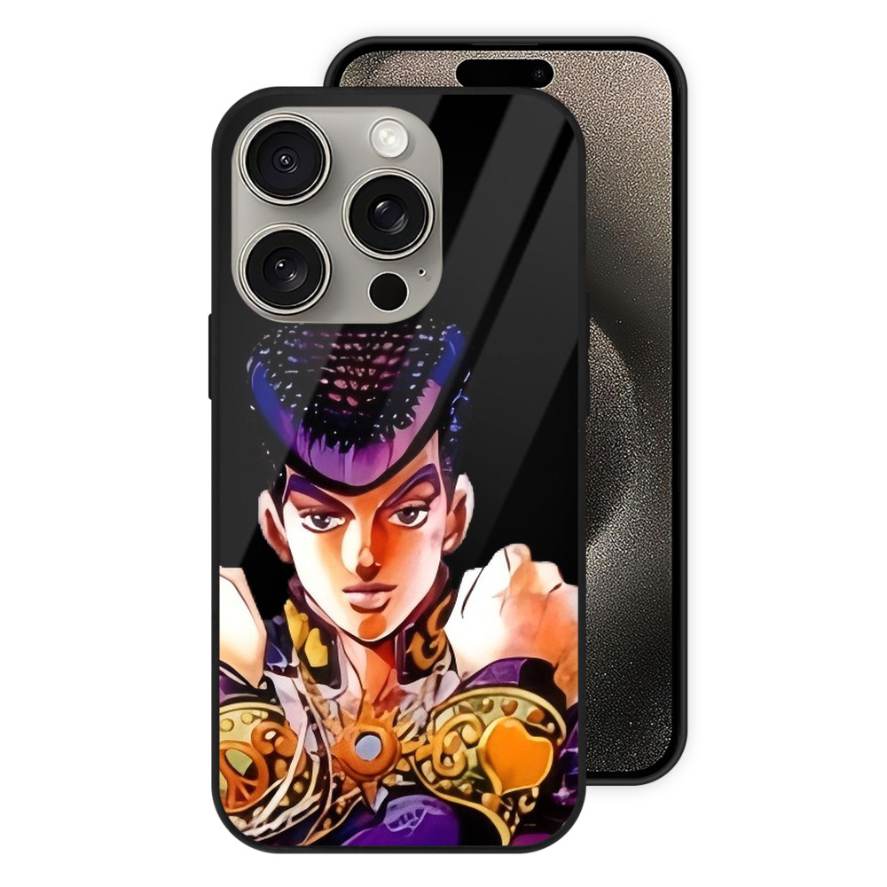 （画像用） ジョジョの奇妙な冒険 ひがしかた じょうすけ JoJo's Bizarre Adventure Higashikata Josuke 【iPhone15Pro対応】スマホケース 耐衝撃＆黄変防止 背面ガラス