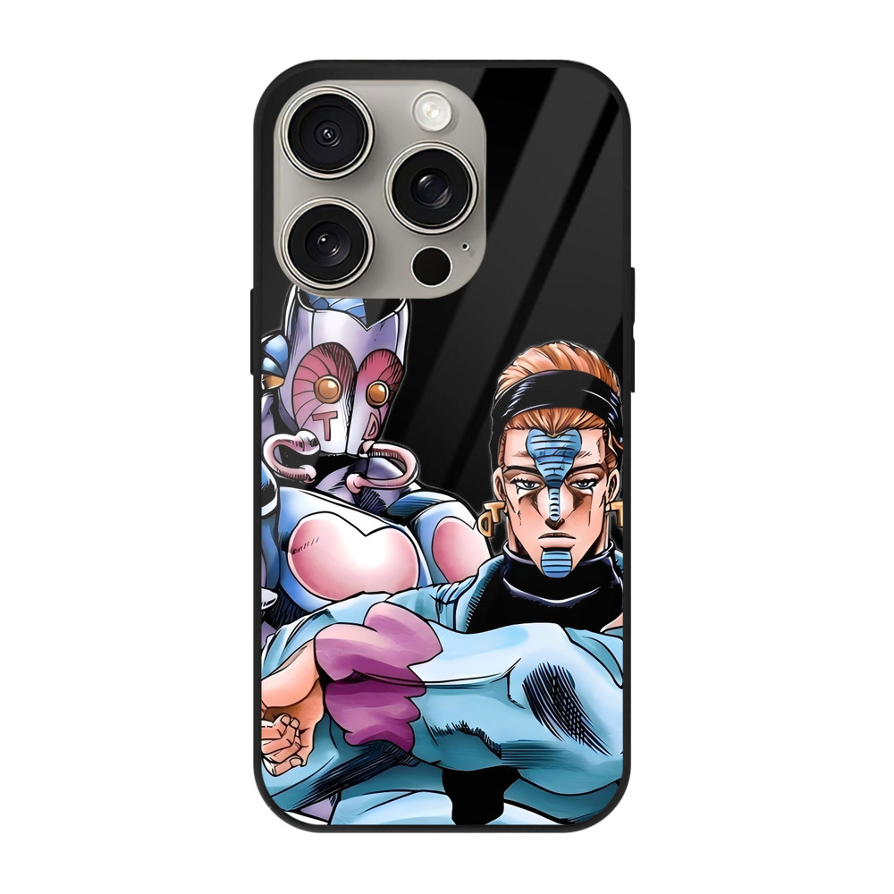 （画像用） ジョジョの奇妙な冒険 ひがしかた じょうすけ JoJo's Bizarre Adventure Higashikata Josuke 【iPhone15Pro対応】スマホケース 耐衝撃＆黄変防止 背面ガラス