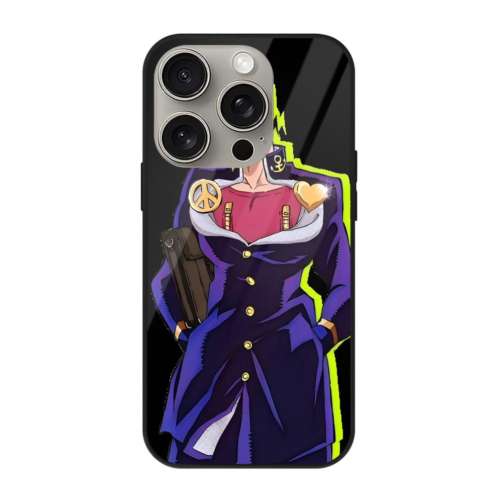 （画像用） ジョジョの奇妙な冒険 ひがしかた じょうすけ JoJo's Bizarre Adventure Higashikata Josuke 【iPhone15Pro対応】スマホケース 耐衝撃＆黄変防止 背面ガラス