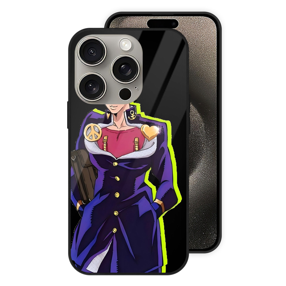 （画像用） ジョジョの奇妙な冒険 ひがしかた じょうすけ JoJo's Bizarre Adventure Higashikata Josuke 【iPhone15Pro対応】スマホケース 耐衝撃＆黄変防止 背面ガラス