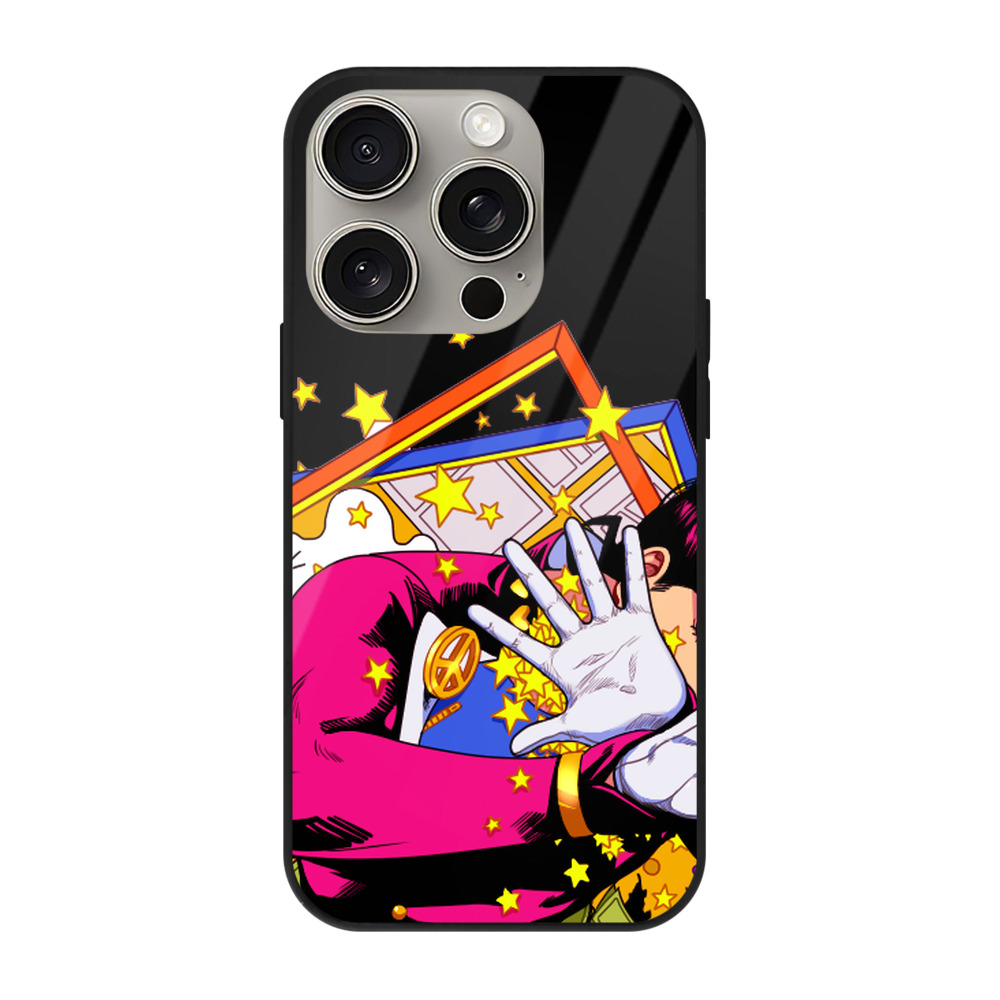 （画像用） ジョジョの奇妙な冒険 ひがしかた じょうすけ JoJo's Bizarre Adventure Higashikata Josuke 【iPhone15Pro対応】スマホケース 耐衝撃＆黄変防止 背面ガラス