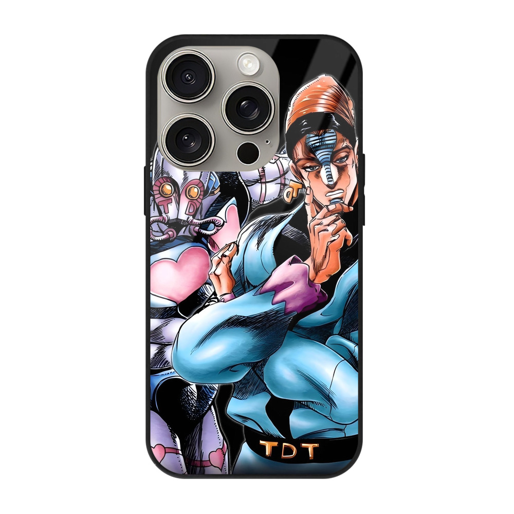 （画像用） ジョジョの奇妙な冒険 ひがしかた じょうすけ JoJo's Bizarre Adventure Higashikata Josuke 【iPhone15Pro対応】スマホケース 耐衝撃＆黄変防止 背面ガラス