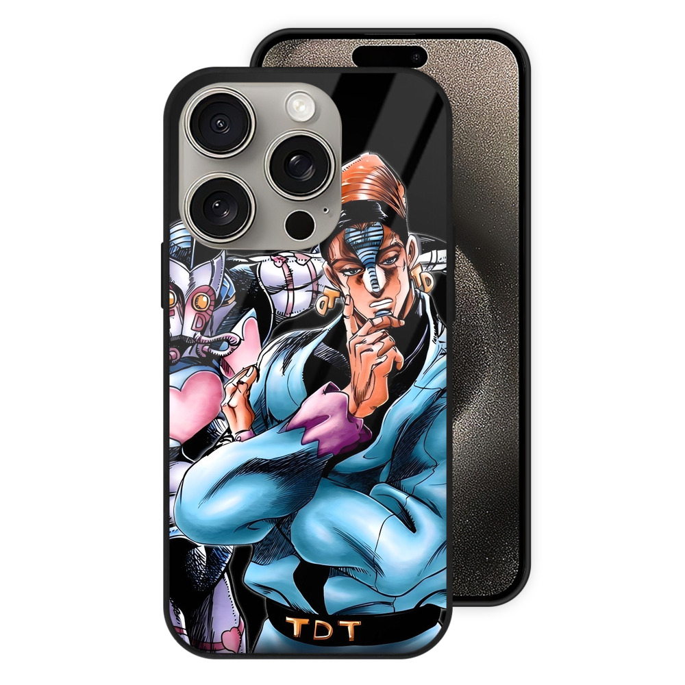 （画像用） ジョジョの奇妙な冒険 ひがしかた じょうすけ JoJo's Bizarre Adventure Higashikata Josuke 【iPhone15Pro対応】スマホケース 耐衝撃＆黄変防止 背面ガラス