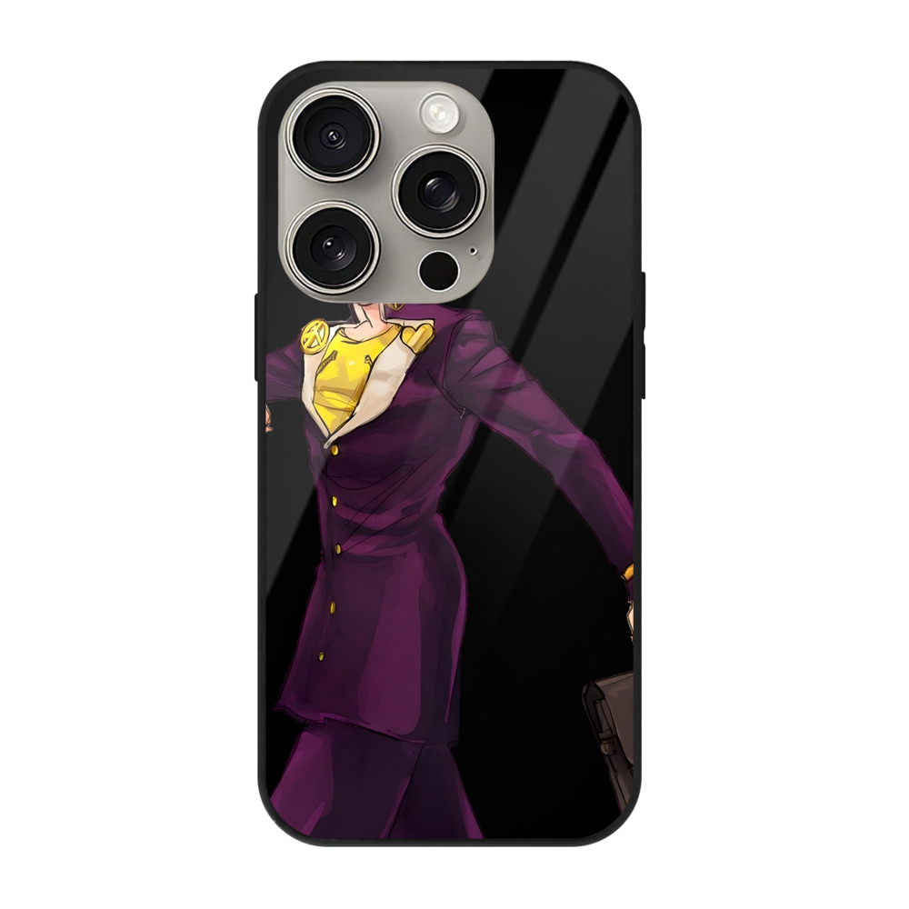 （画像用） ジョジョの奇妙な冒険 ひがしかた じょうすけ JoJo's Bizarre Adventure Higashikata Josuke 【iPhone15Pro対応】スマホケース 耐衝撃＆黄変防止 背面ガラス