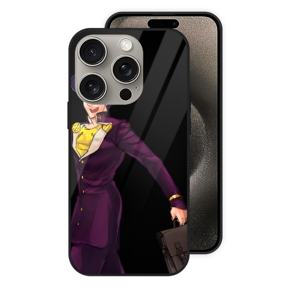 （画像用） ジョジョの奇妙な冒険 ひがしかた じょうすけ JoJo's Bizarre Adventure Higashikata Josuke 【iPhone15Pro対応】スマホケース 耐衝撃＆黄変防止 背面ガラス
