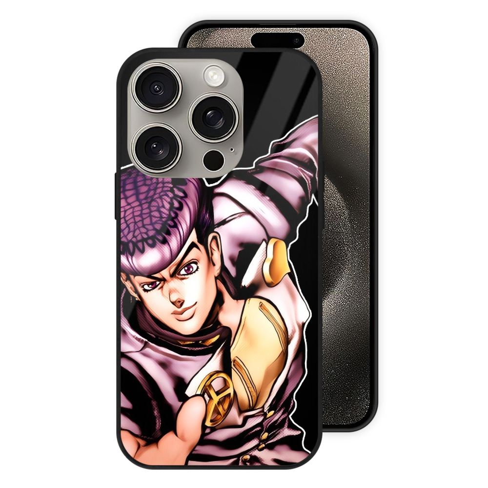 （画像用） ジョジョの奇妙な冒険 ひがしかた じょうすけ JoJo's Bizarre Adventure Higashikata Josuke 【iPhone15Pro対応】スマホケース 耐衝撃＆黄変防止 背面ガラス