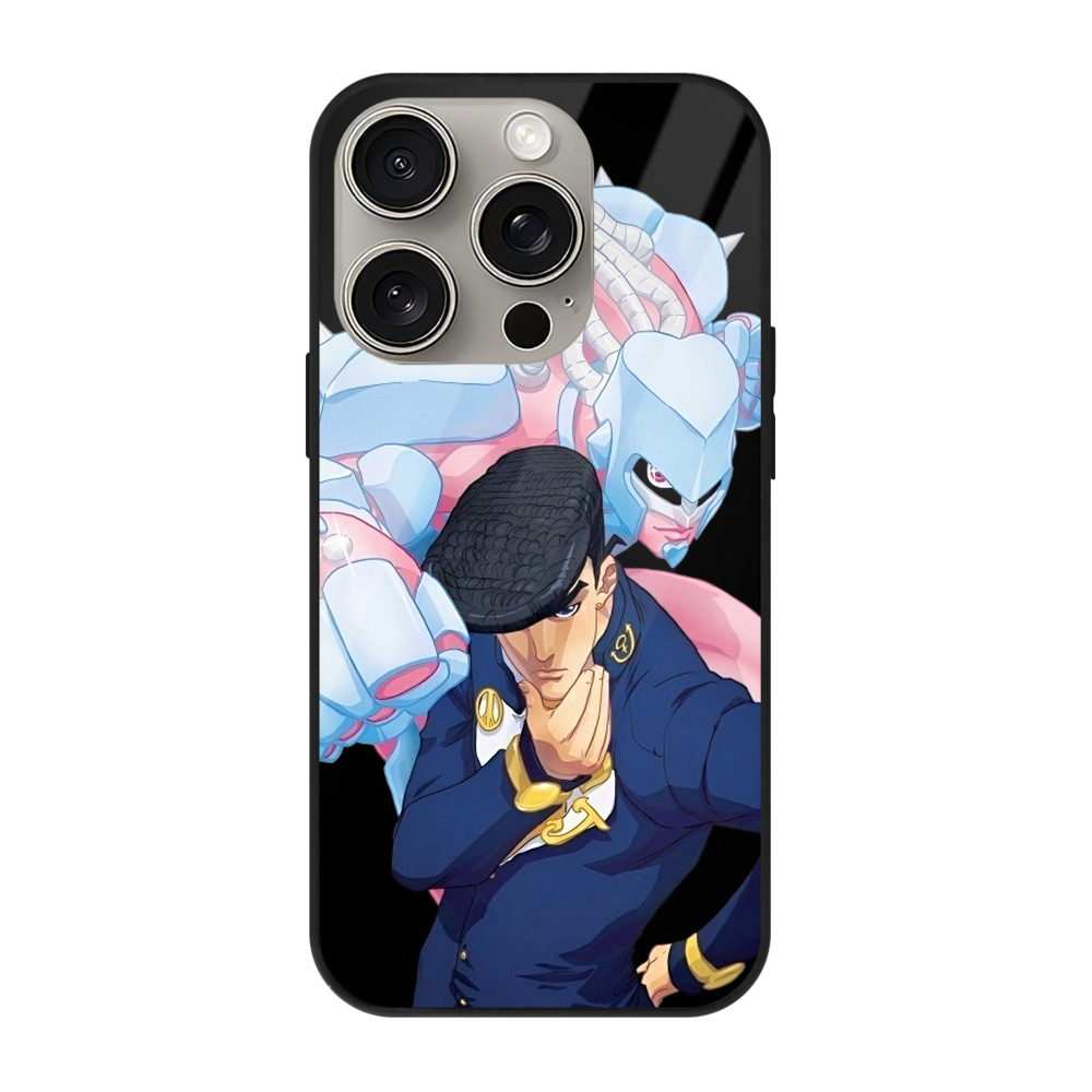（画像用） ジョジョの奇妙な冒険 ひがしかた じょうすけ JoJo's Bizarre Adventure Higashikata Josuke 【iPhone15Pro対応】スマホケース 耐衝撃＆黄変防止 背面ガラス
