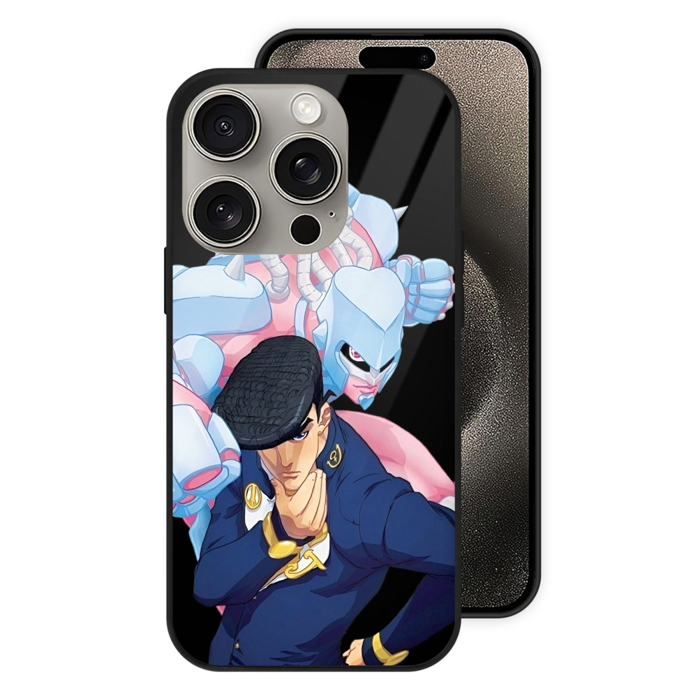 （画像用） ジョジョの奇妙な冒険 ひがしかた じょうすけ JoJo's Bizarre Adventure Higashikata Josuke 【iPhone15Pro対応】スマホケース 耐衝撃＆黄変防止 背面ガラス