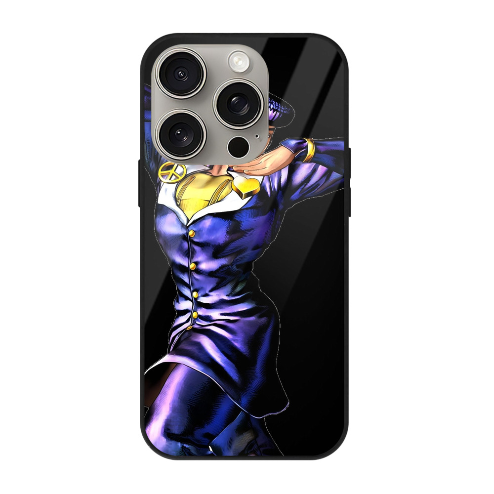 （画像用） ジョジョの奇妙な冒険 ひがしかた じょうすけ JoJo's Bizarre Adventure Higashikata Josuke 【iPhone15Pro対応】スマホケース 耐衝撃＆黄変防止 背面ガラス