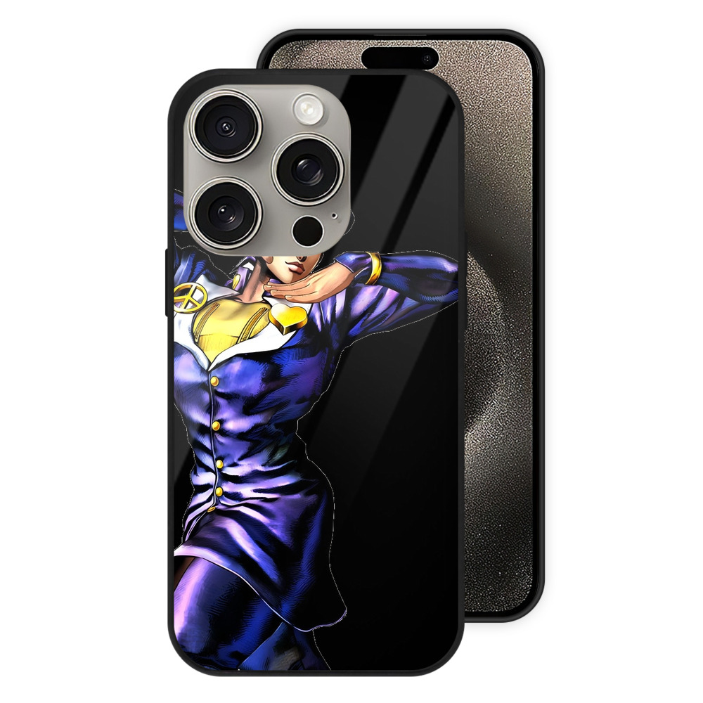 （画像用） ジョジョの奇妙な冒険 ひがしかた じょうすけ JoJo's Bizarre Adventure Higashikata Josuke 【iPhone15Pro対応】スマホケース 耐衝撃＆黄変防止 背面ガラス