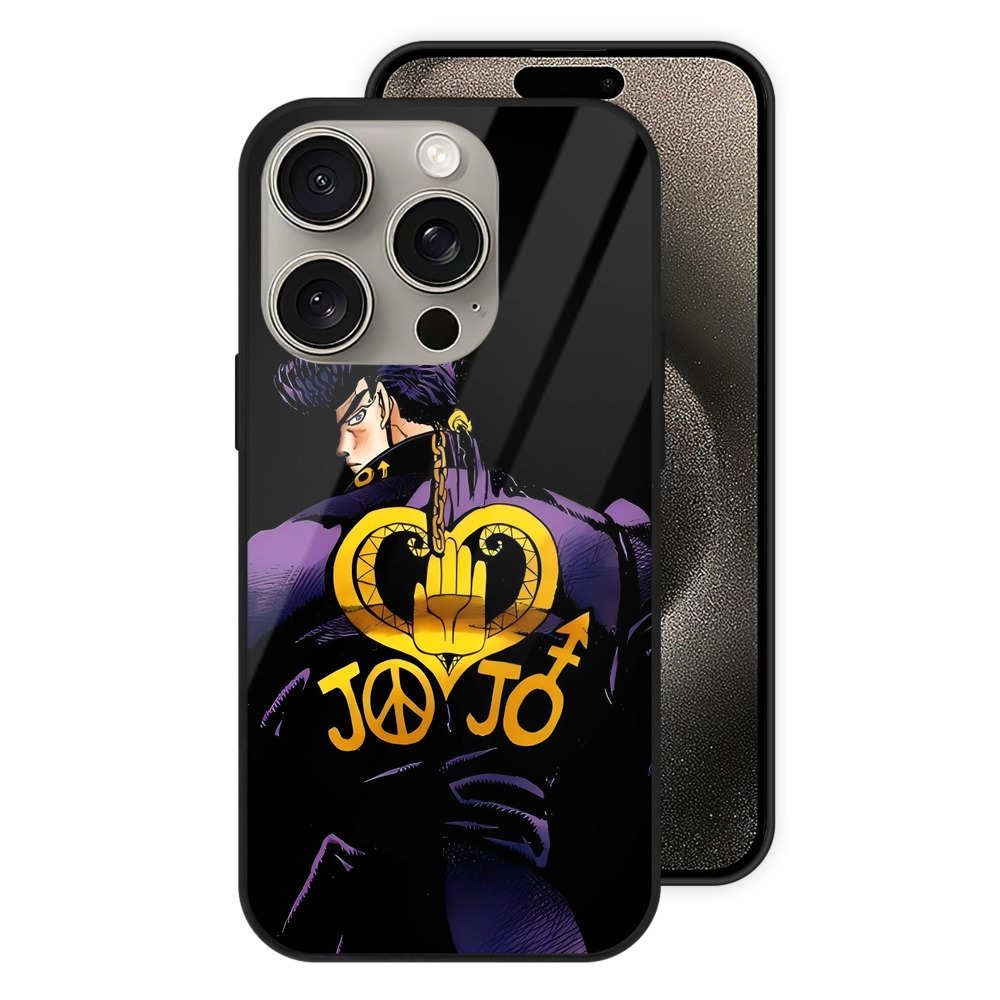 （画像用） ジョジョの奇妙な冒険 ひがしかた じょうすけ JoJo's Bizarre Adventure Higashikata Josuke 【iPhone15Pro対応】スマホケース 耐衝撃＆黄変防止 背面ガラス