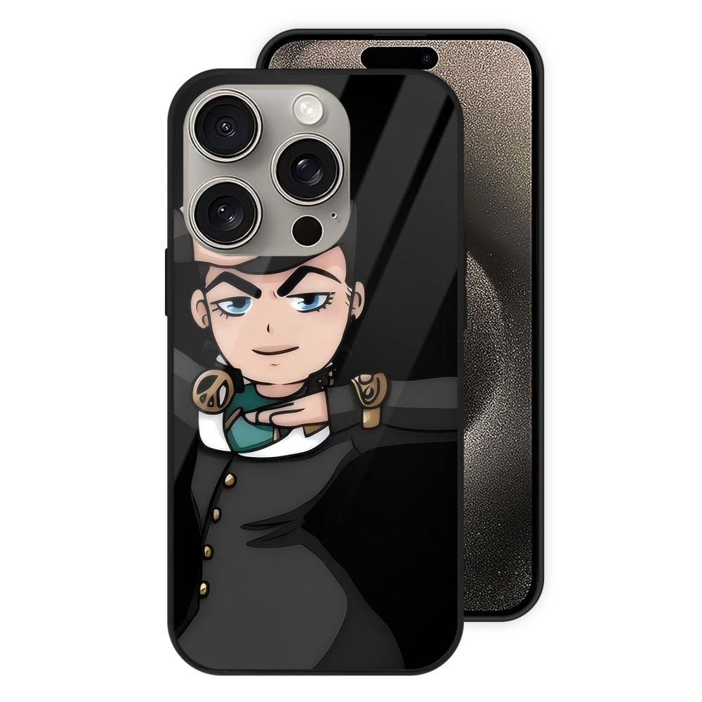 （画像用） ジョジョの奇妙な冒険 ひがしかた じょうすけ JoJo's Bizarre Adventure Higashikata Josuke 【iPhone15Pro対応】スマホケース 耐衝撃＆黄変防止 背面ガラス